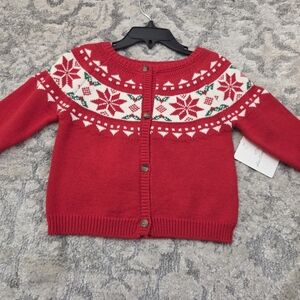 Starting Out Red and White Fair Isle Cardigan